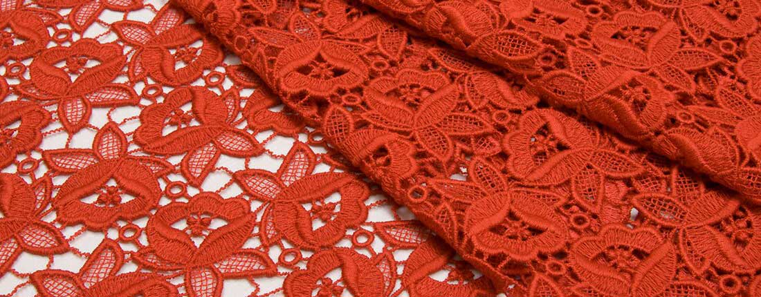 red guipure lace