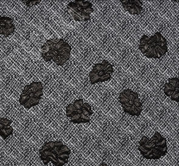 Floral Appliqued Silk Crepe de Chine #1