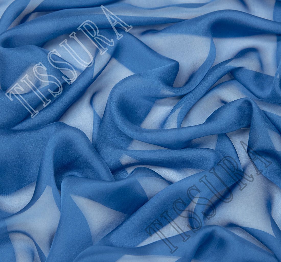 Blue Silk Chiffon Fabric: 100% Silk Fabrics from France by Belinac, SKU  00036460 at $4790 — Buy Silk Fabrics Online