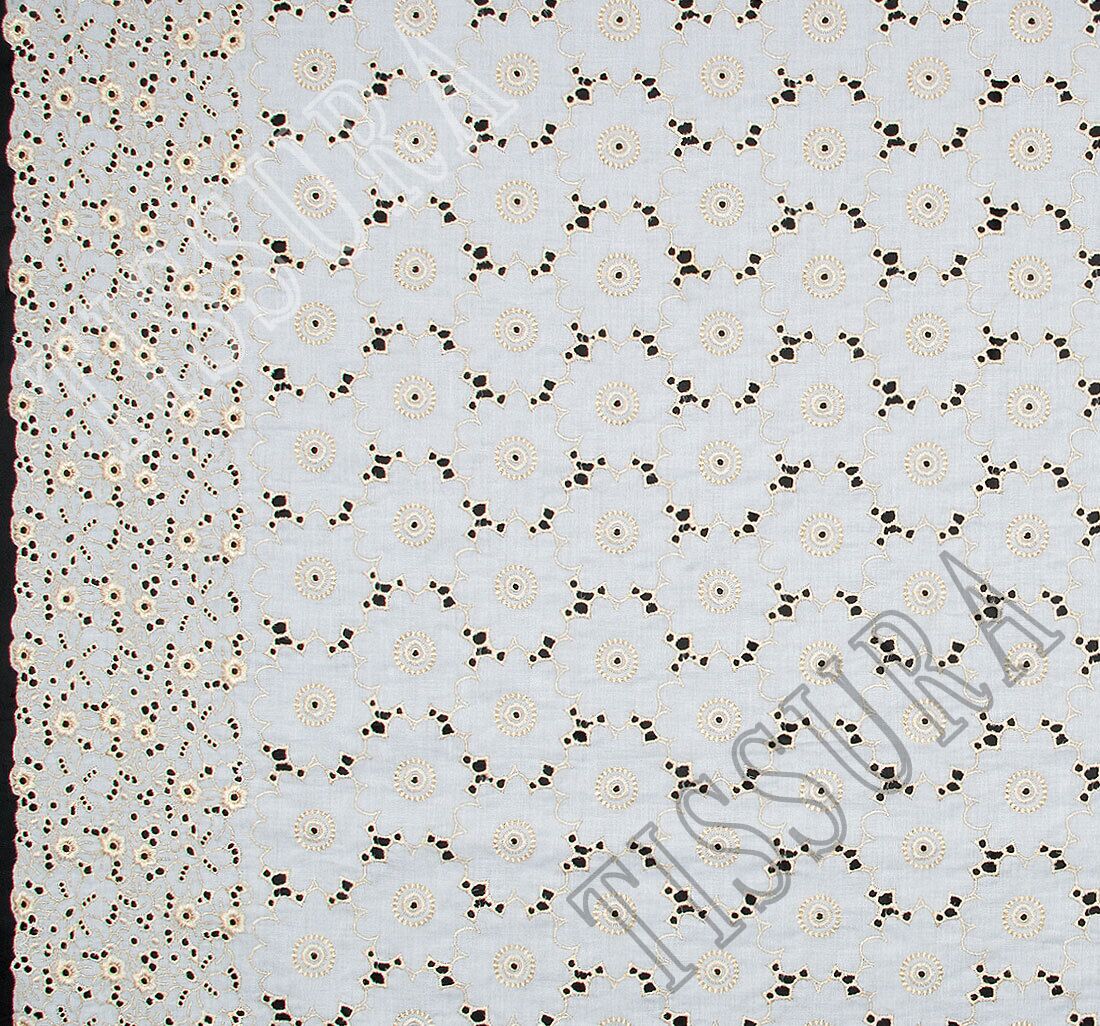 Embroidered Muslin Fabric: 100% Cotton Fabrics from Italy by Aldo