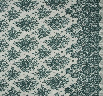 cotton lace with many holes and stones (white & green) COL21