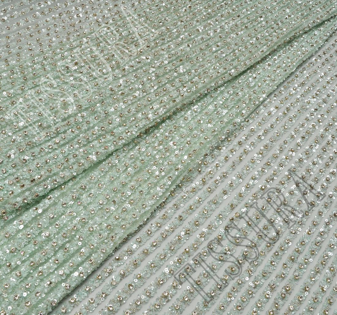 Sequin ☀ Bead Embroidered Tulle Fabric ...