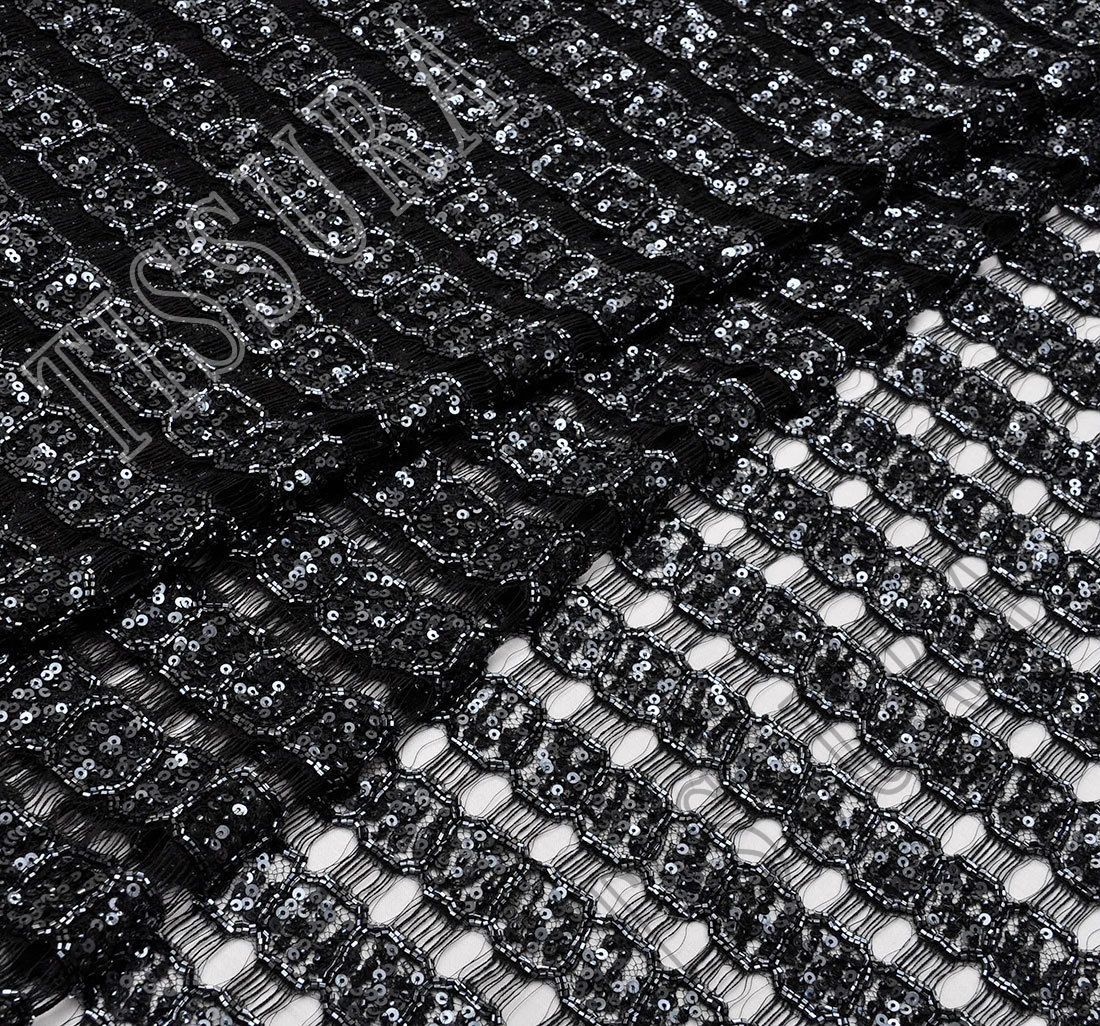 Sequined ☀ Beaded Lace Fabric ...