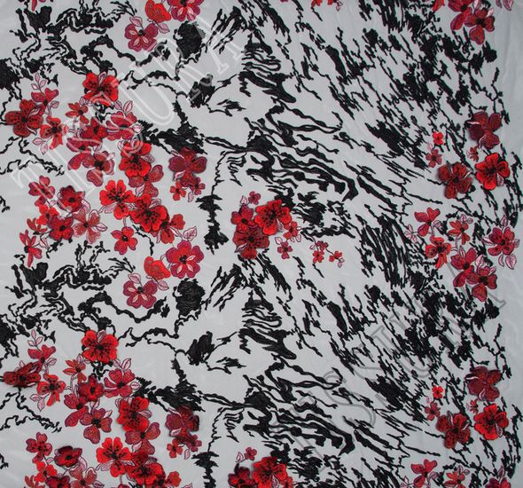 Floral Applique Embroidered Tulle
 #1