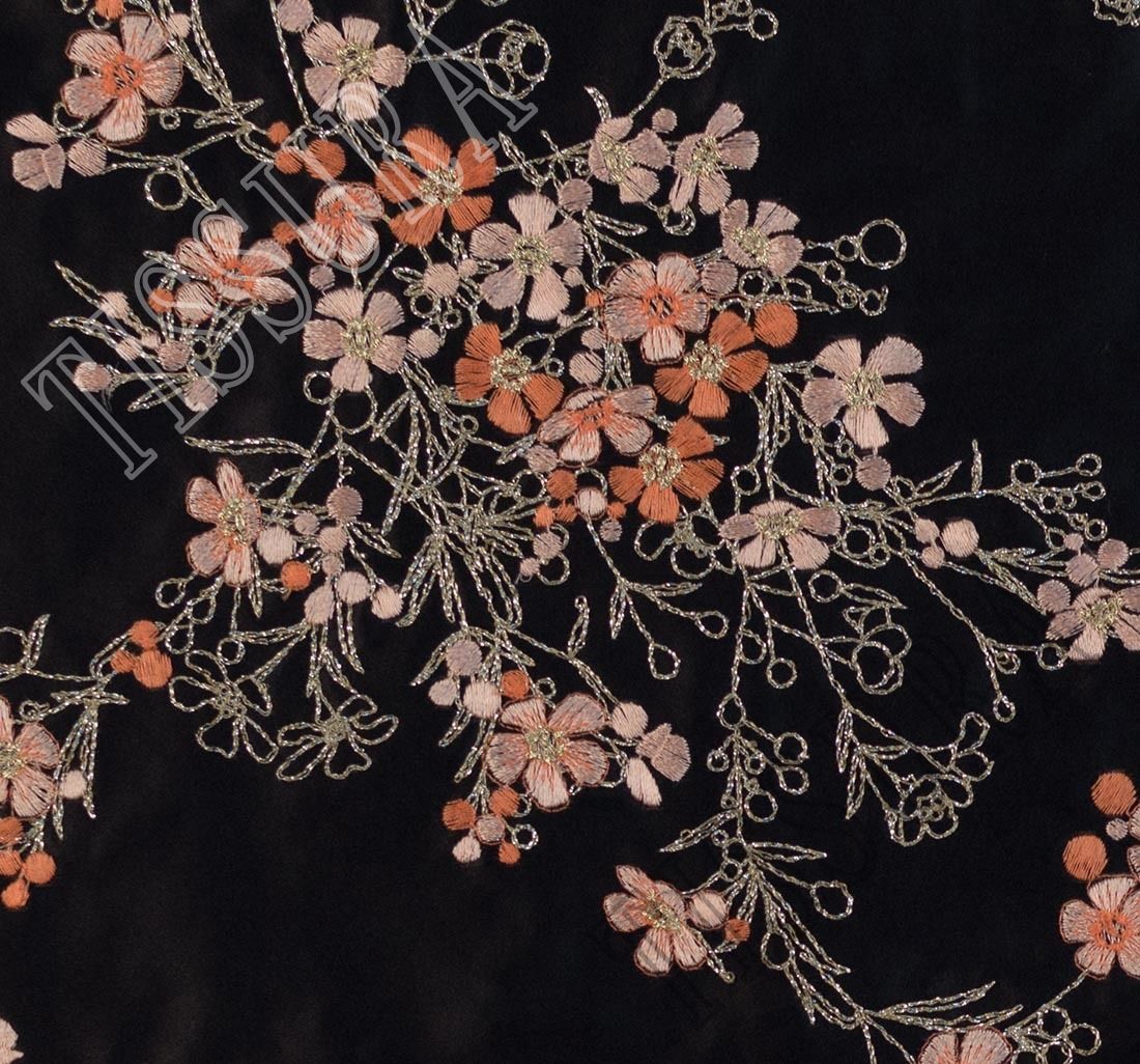 Designer Embroidered Silk Duchesse