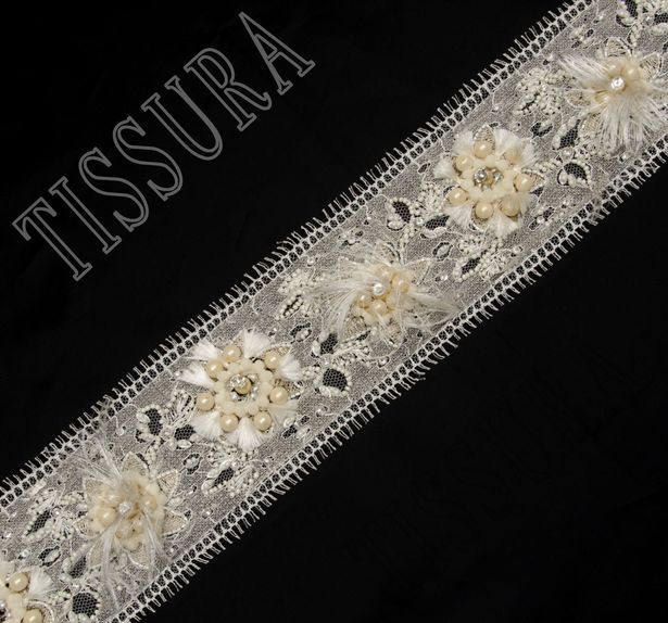 Beaded Chantilly Lace Trim #3