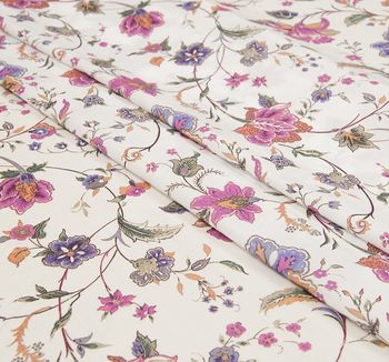 Dress Making Designer White Floral Print Cotton Fabric Sewing Material 1 Metre 