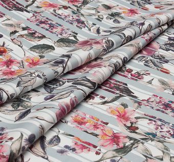Cotton fabric 1,85 yards Italian designer fashion dress printed floral Italy 