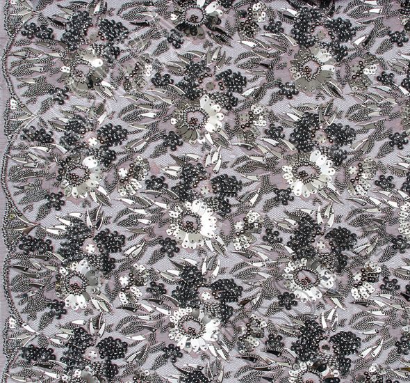 Metal Embroidered Chantilly Lace #1