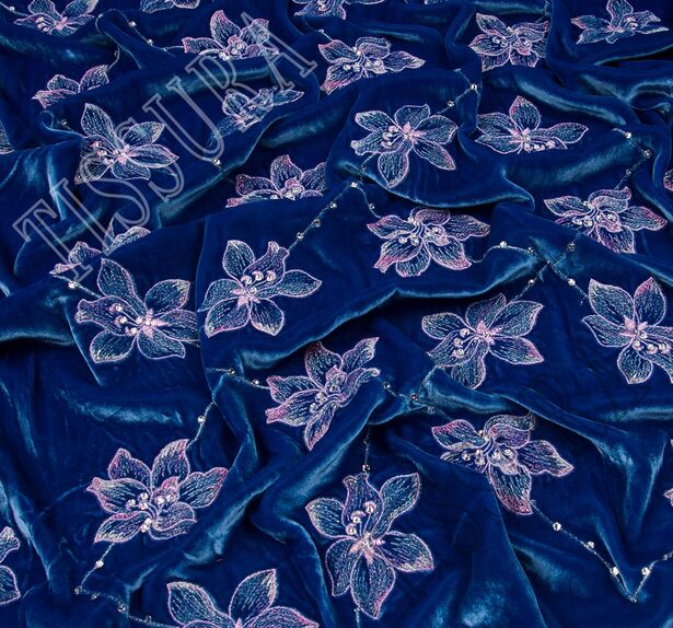 Embroidered Velvet with Swarovski Crystals #1