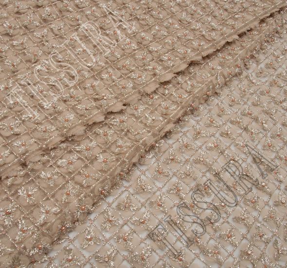 Floral Applique Beaded Tulle #1