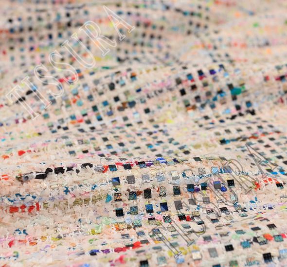 Foil Appliqued Tweed Boucle #1