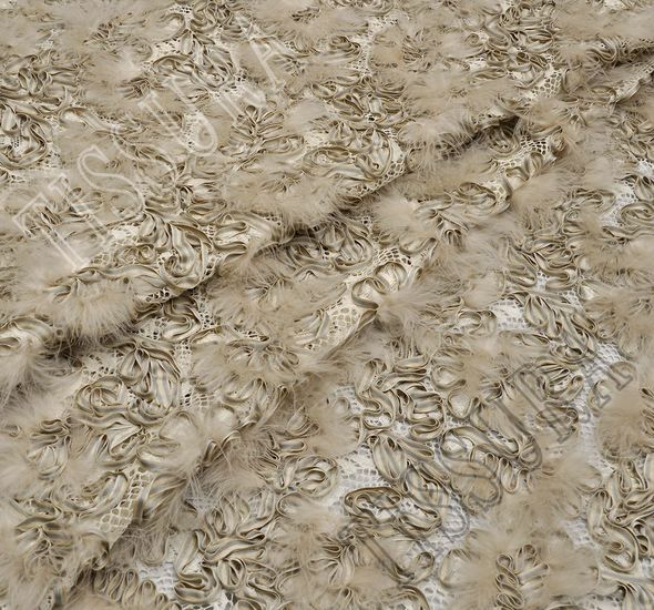 Ribbon & Feather Embroidered Lace #1