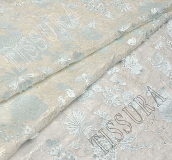  Floral Appliqued Jacquard Organza #1