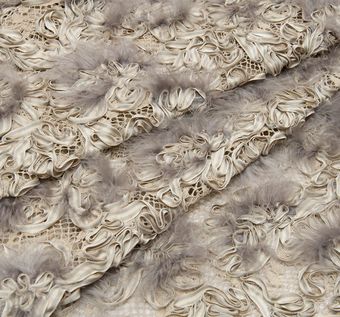 Ribbon & Feather Embroidered Lace Fabric: 79% Off for Exclusive Fabrics from France by Riechers Marescot Ribbon & Feather Embroidered Lace #1