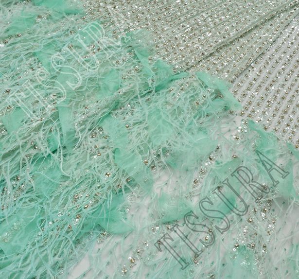 Feather Sequin & Bead Embroidered Tulle #3