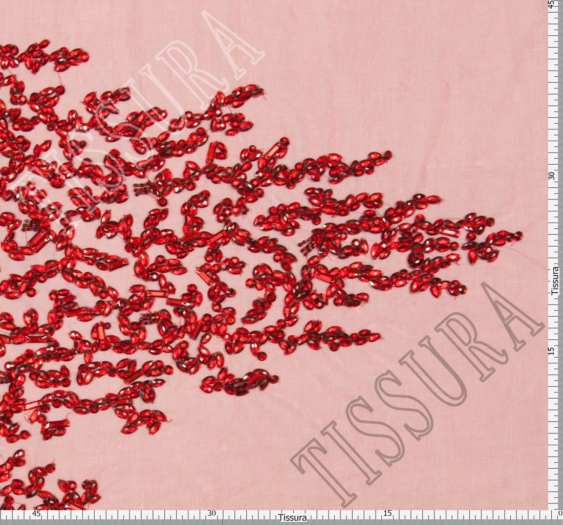 Rhinestone Embroidered Tulle Fabric: Fabrics from India, SKU