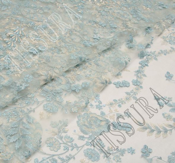 Floral Applique Embroidered Tulle #1