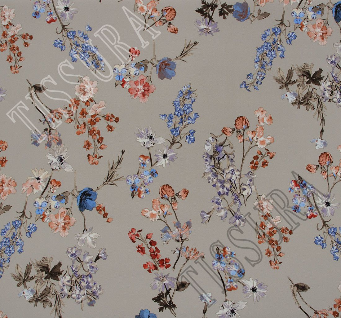 Steel Grey Silk Crepe de Chine Fabric main image 1