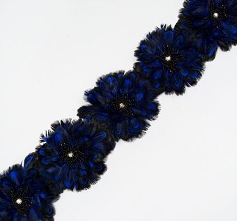 Feather & Rhinestone Embroidered Trim #1