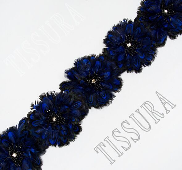 Feather & Rhinestone Embroidered Trim #1