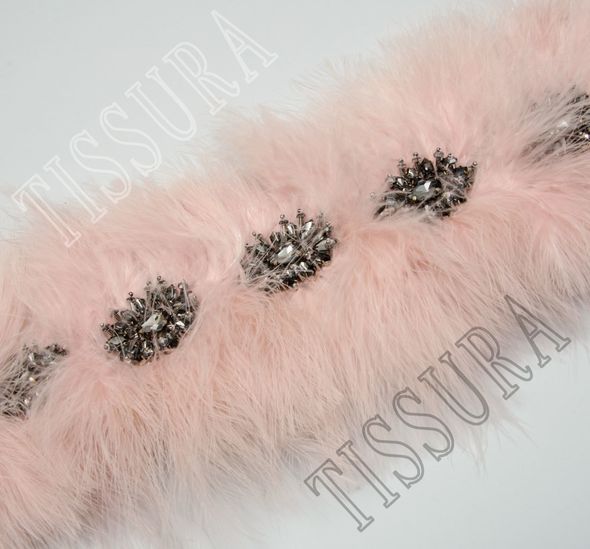 Feather & Rhinestone Embroidered Trim #1