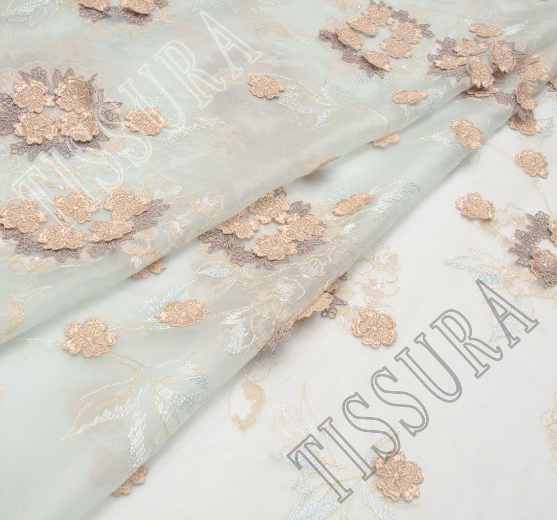 Luxury Organza Embroidery Fabric, Embroidered Ribbon Organza