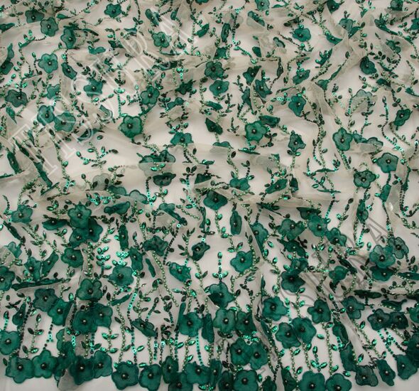 Floral Applique Embroidered Tulle #1