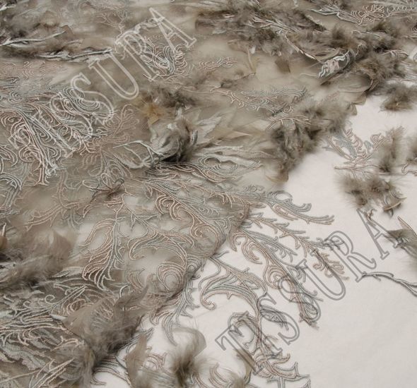Embroidered Feathered Tulle #1