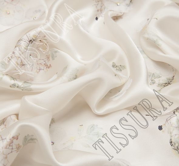 Floral Applique Silk Satin #1