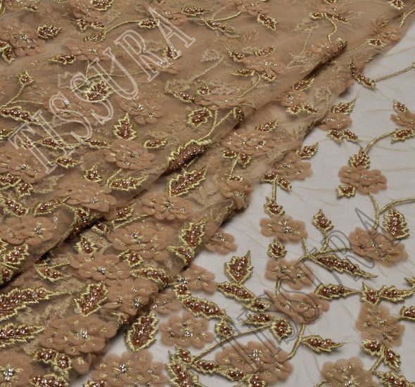 Embroidered Beaded Tulle #1