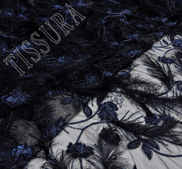 Feather Sequin Embroidered Tulle #1