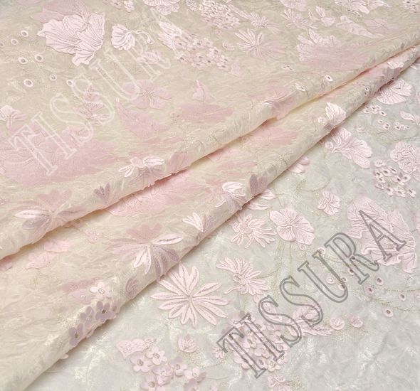  Floral Appliqued Jacquard Organza #1