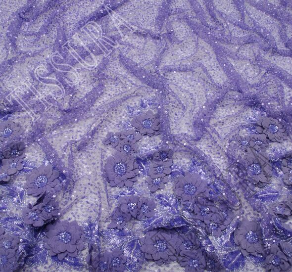 Floral Applique Embroidered Tulle #1