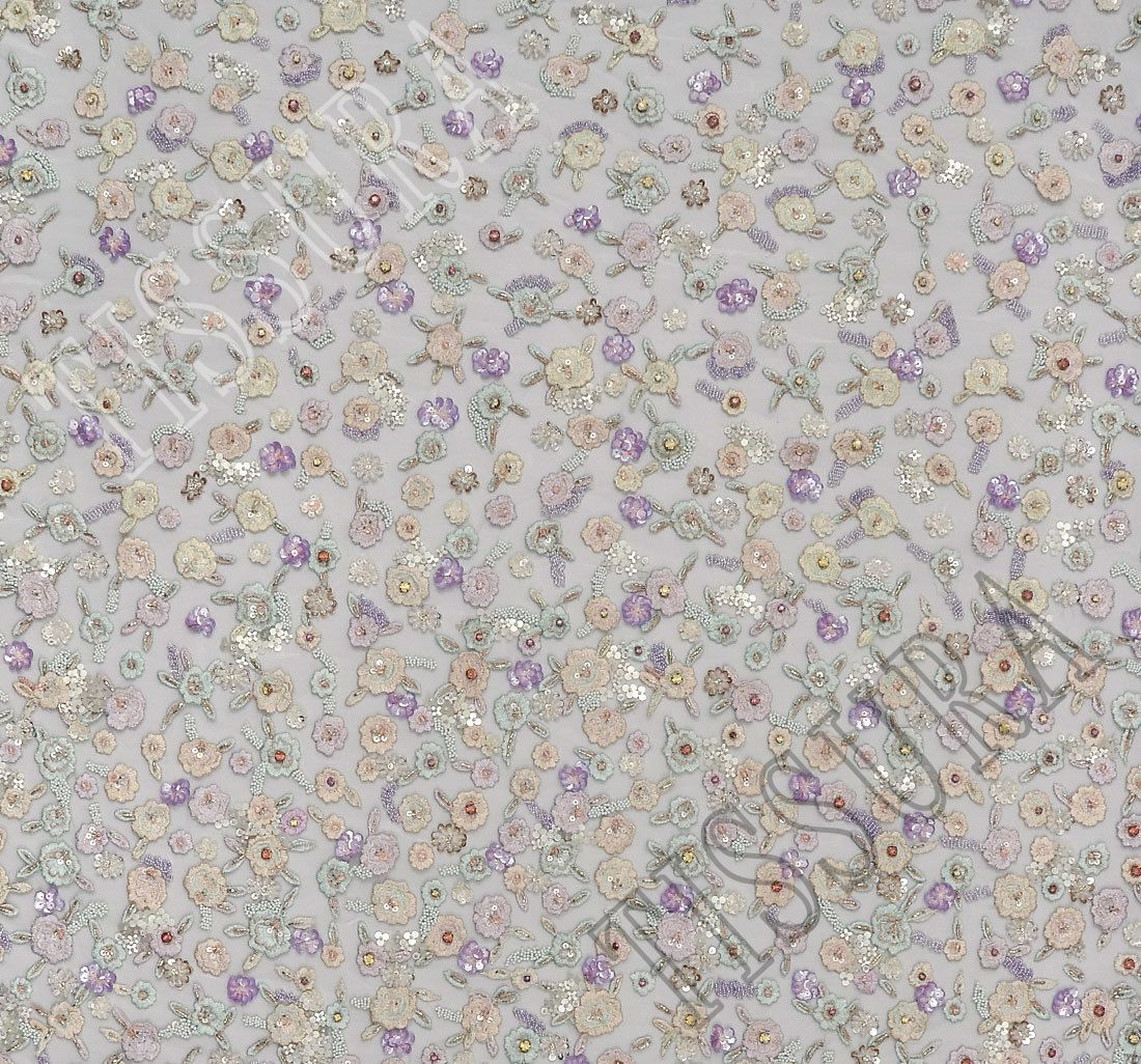 Rhinestone Embroidered Tulle Fabric: Exclusive Fabrics from India, SKU  00071632 at $1418 — Buy Luxury Fabrics Online