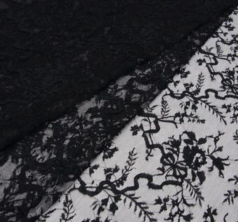 Black Embroidered Lace Fabric