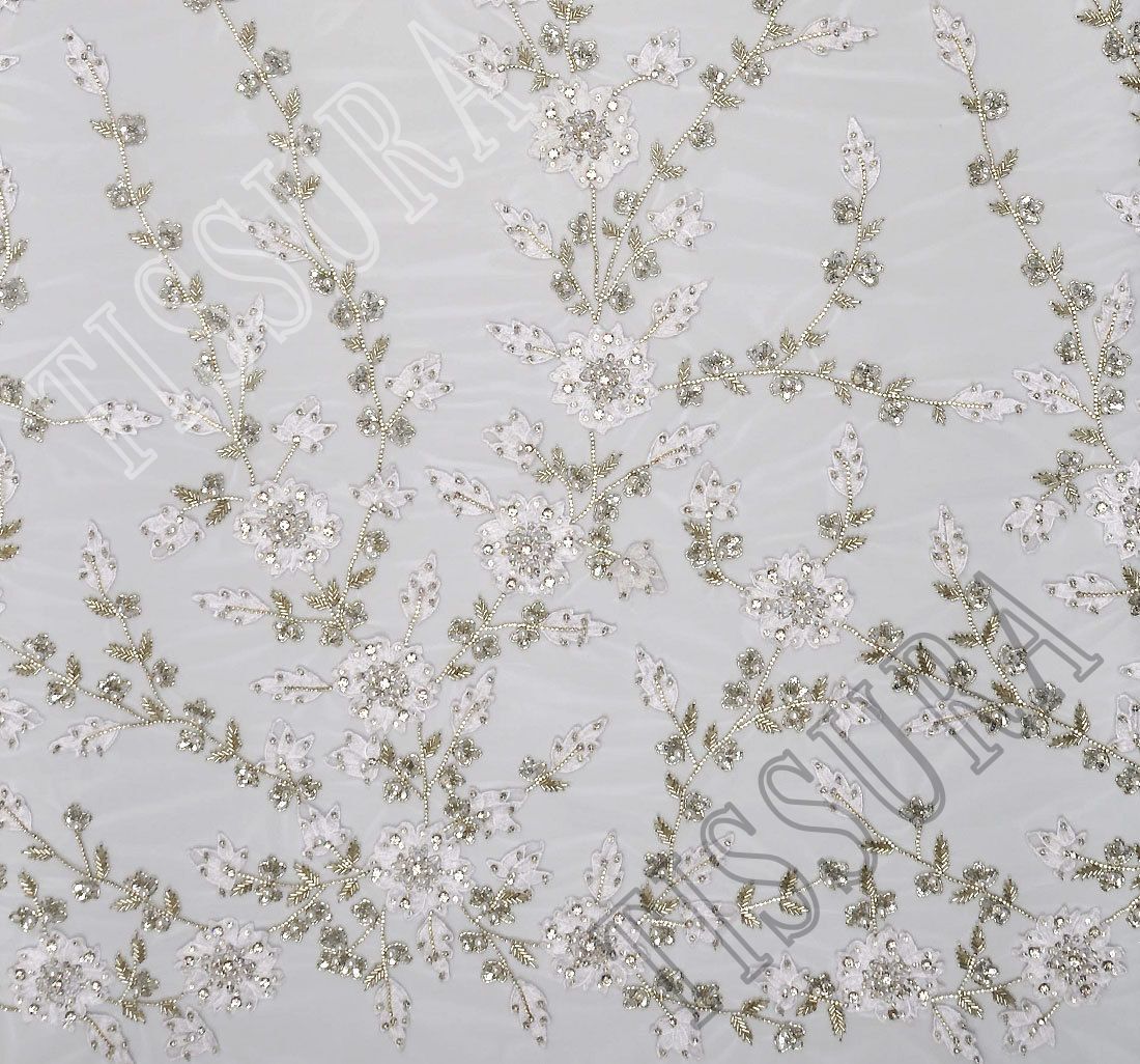 Ithaca hervorming James Dyson Swarovski Embroidered Tulle Fabric: Exclusive Bridal Fabrics from India,  SKU 00054209 at $1121 — Buy Luxury Fabrics Online