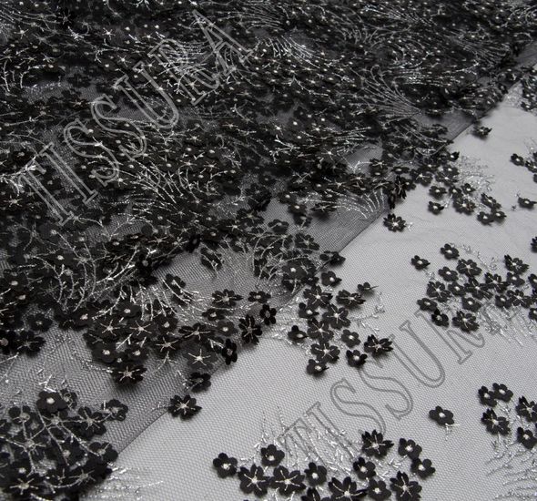 Floral Applique Embroidered Tulle #1