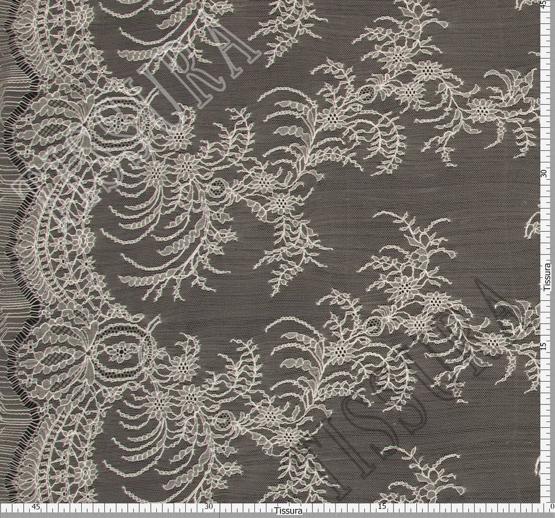 Stripe Lace Fabric Soft French Wedding Chantilly Eyelash Lace Wave motif  Fabric