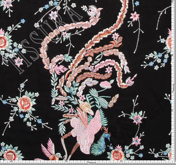 Embroidered Silk Crepe Back Satin #2