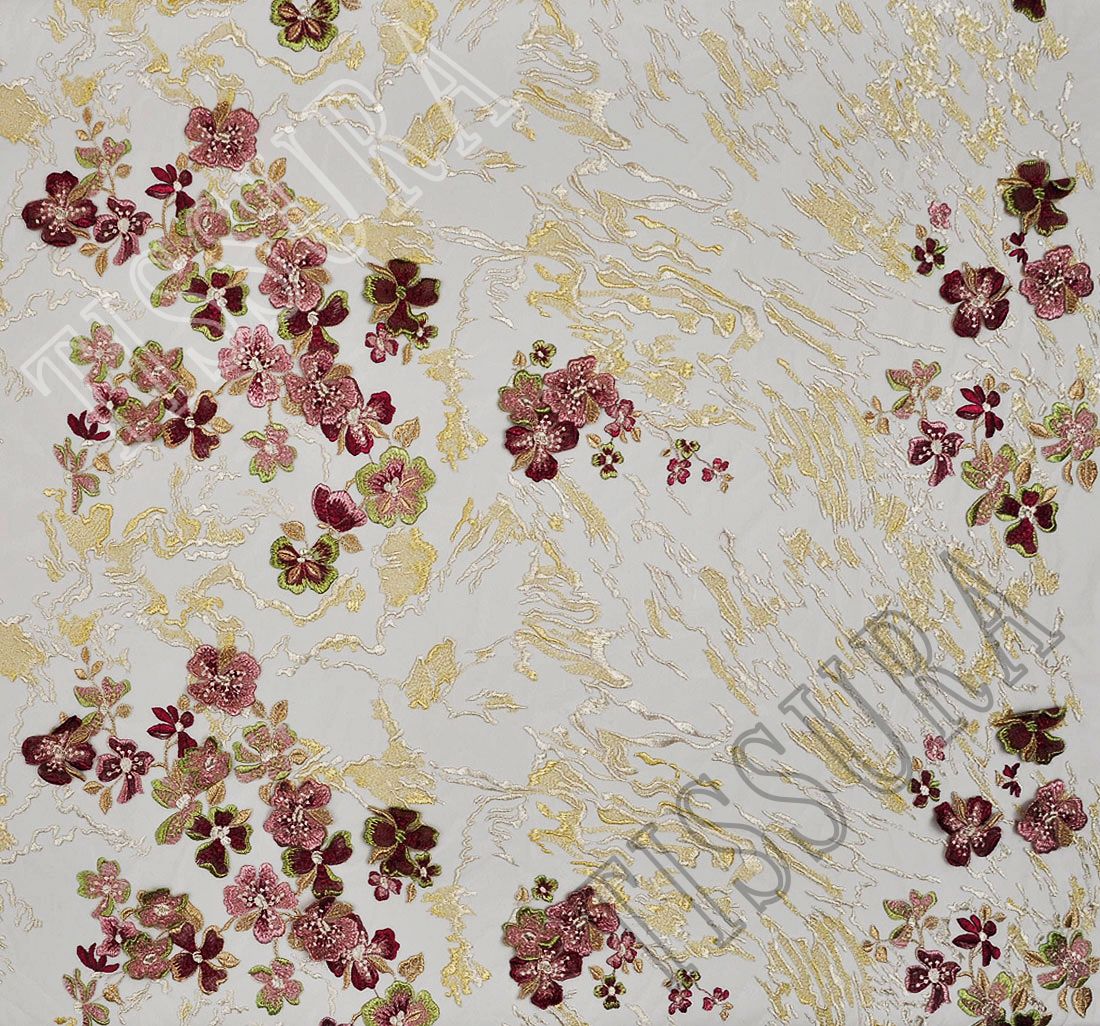 Floral Applique Embroidered Tulle Fabric: Exclusive Fabrics from Italy ...