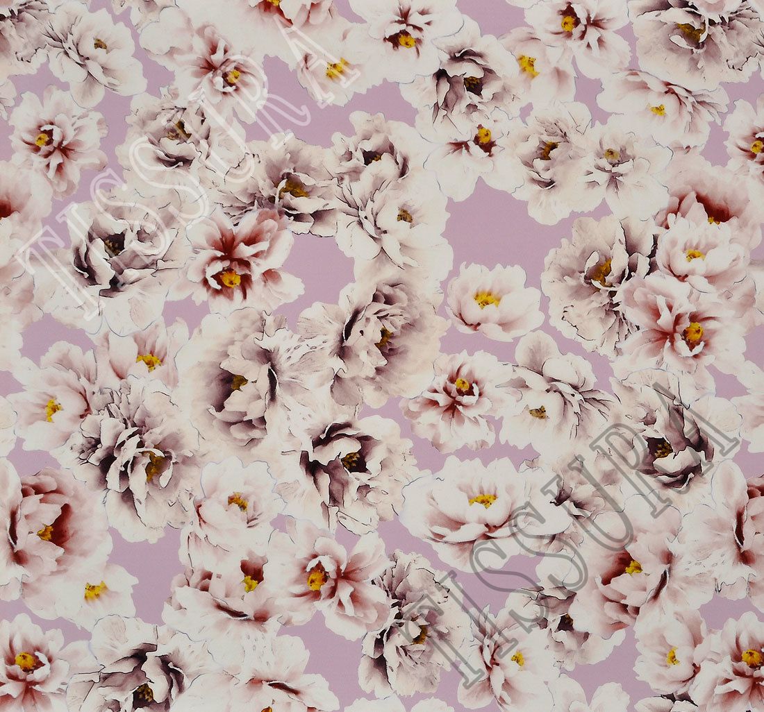 Print crepe de chine silk fabric by the yard