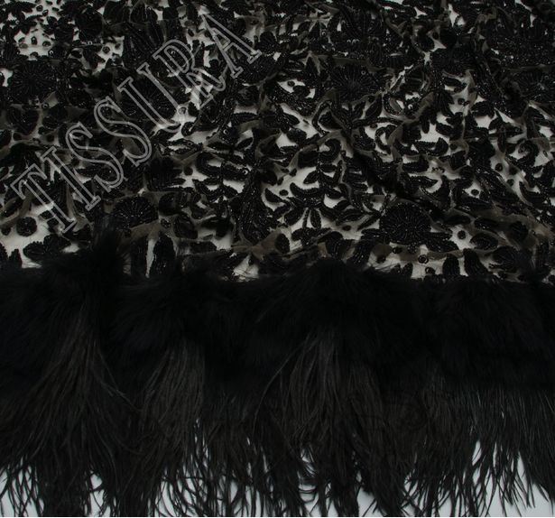 Velvet Applique Sequin Feather Tulle #4