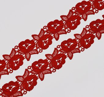 Lace Trim Guipure 30mm RED 1.18 Inches Venice Lace Trim, Heart