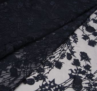 Thistle Applique Embroidered Tulle Fabric: 39% Off for Exclusive Fabrics from Italy by Aldo Bianchi Thistle Applique Embroidered Tulle #1
