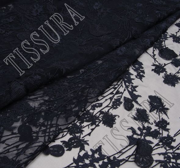 Thistle Applique Embroidered Tulle #1