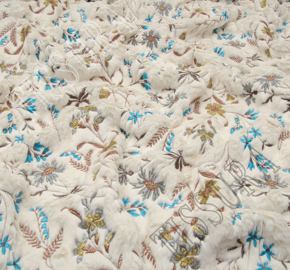 Embroidered Faux Fur Fabric: Exclusive Fabrics from Switzerland by ...