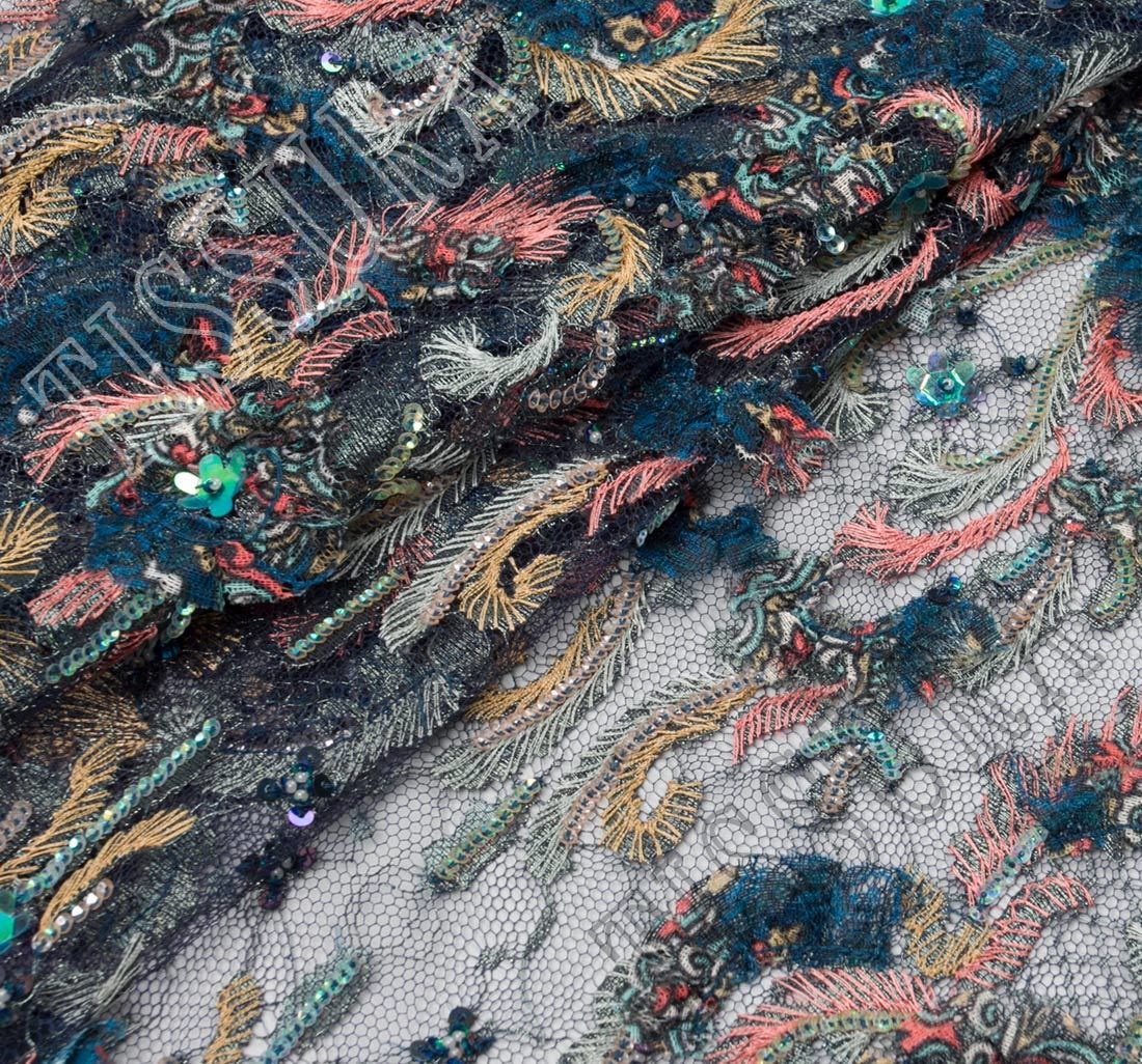 Sequin & Bead Embroidered Lace Fabric: Exclusive Fabrics from France by ...