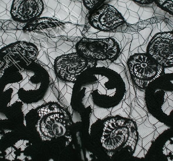 Spiral Embroidered Chantilly Lace #1