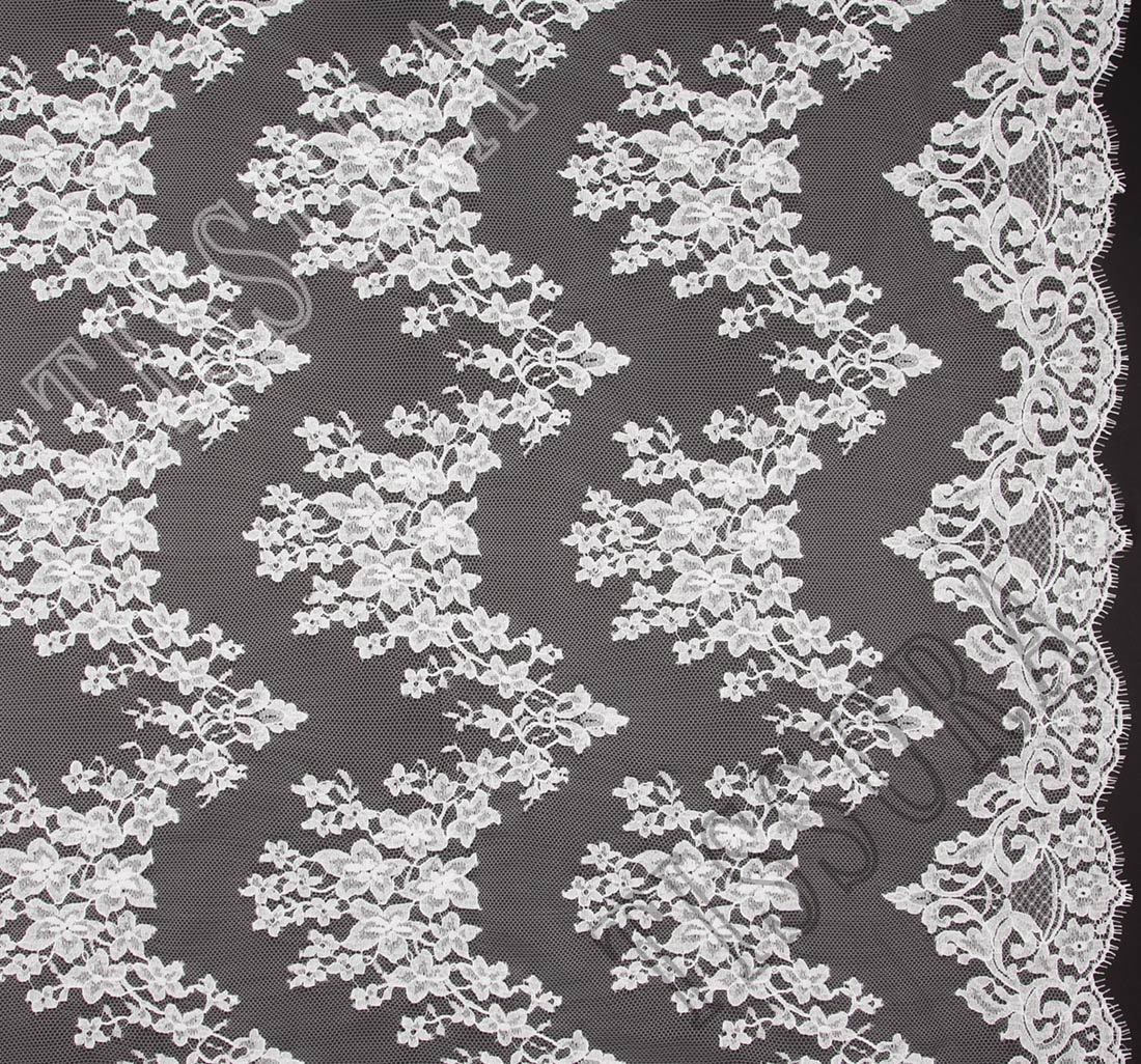 Corded Lace Fabric White 146cm